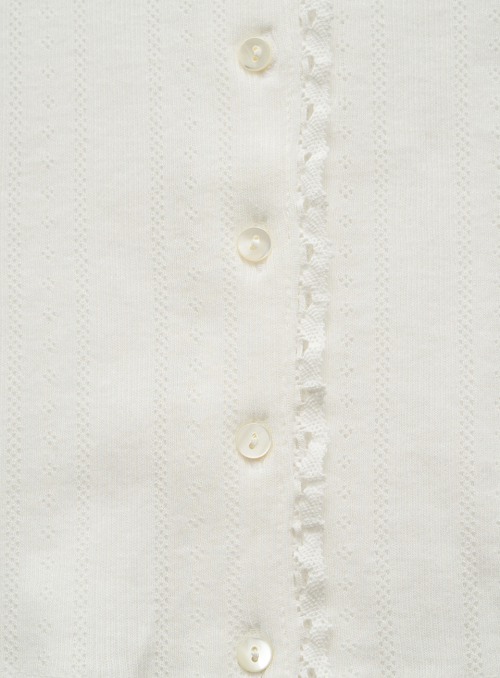 Ravioli Lace-Trim Button-Up Top_White