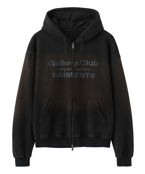 Худи на молнии с винтажной варкой Gallery Club_Black