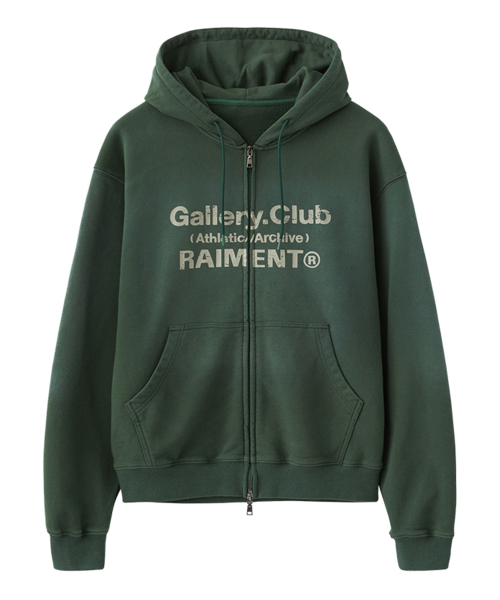 Vintage Washing Gallery Club Hooded Zip-Up_GREEN