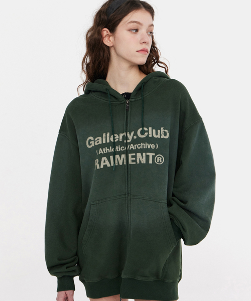 Vintage Washing Gallery Club Hooded Zip-Up_GREEN