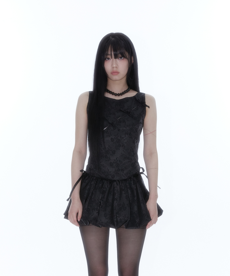 카시코(KASHIKO) Ribbon Paneled Sleeveless Black - 사이즈 & 후기