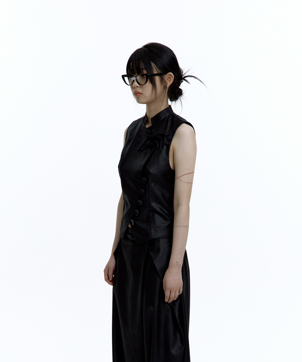 Preppy China Collar Vest Black 상세 이미지 2