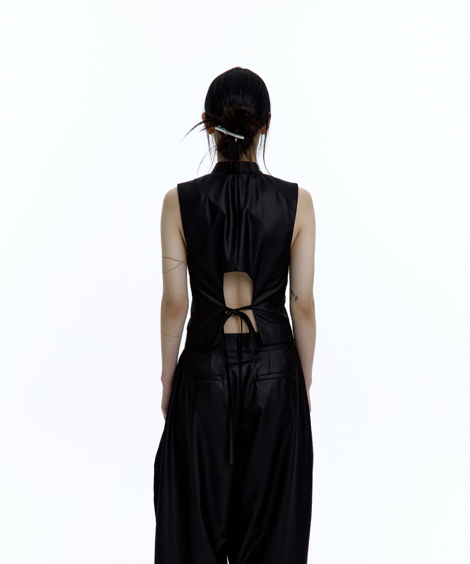 Preppy China Collar Vest Black 상세 이미지 4
