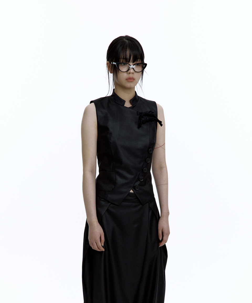 Preppy China Collar Vest Black 상세 이미지 6