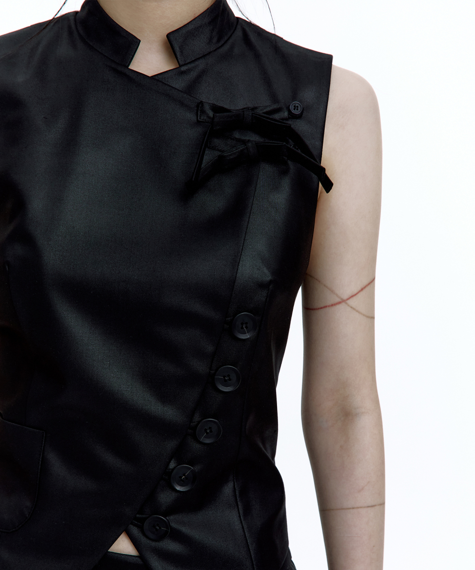Preppy China Collar Vest Black 상세 이미지 8