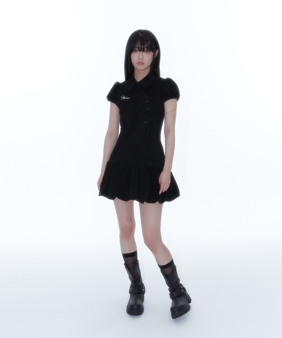 l*e様 Kashiko Puff Preppy Mini Dress Blac MUSINSA | KASHIKO Puff Preppy Mini Dress Black