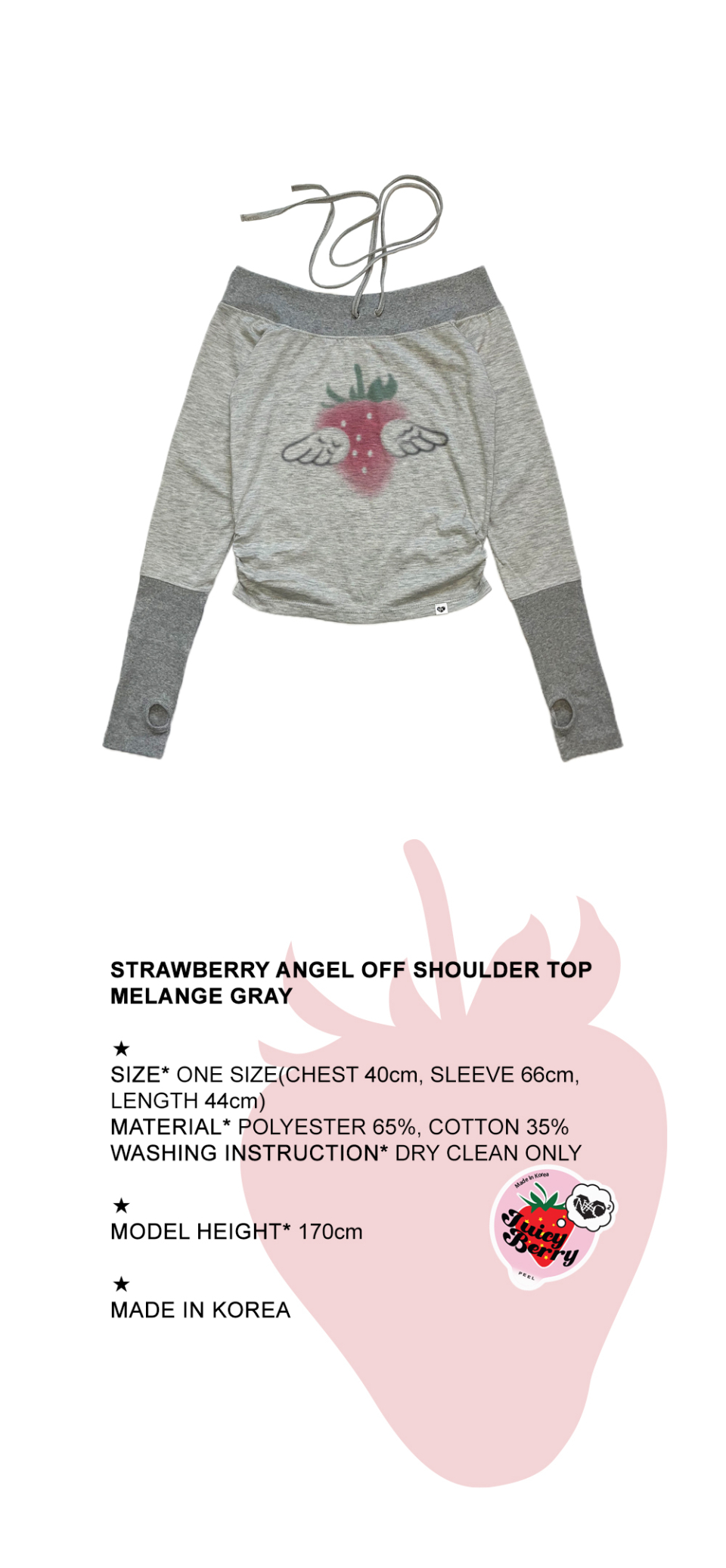 NOFFICIALNOFFICE】STRAWBERRY ANGEL OFF SHOULDER TOP