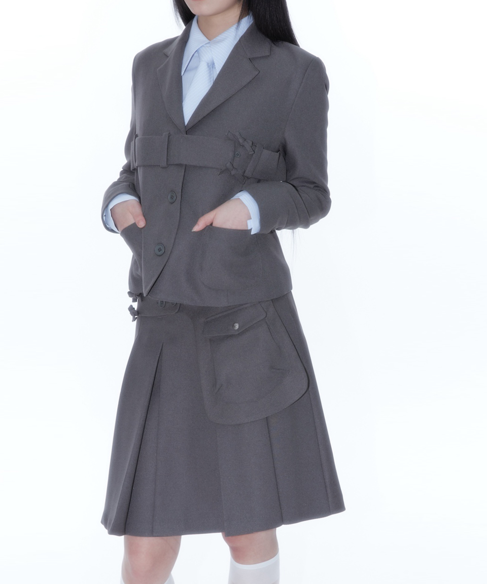Kashiko★ジャケット★韓国★人気★Ribbon Belted Preppy Jacket MUSINSA公式 | KASHIKO Ribbon Belted Preppy Jacket Black