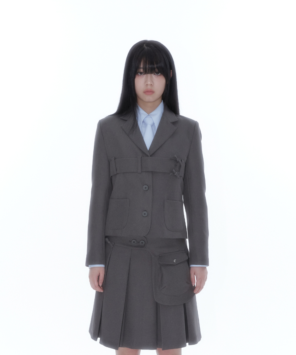 【Kashiko】25ss Ribbon Belted Preppy Jacket KASHIKO] Ribbon Belted Preppy Jacket Black – SellerWork