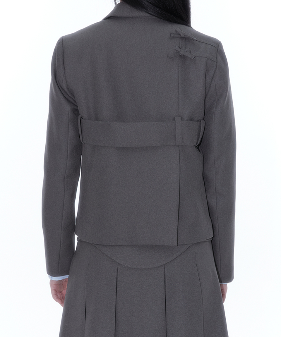 ★2025SS新作★KASHIKO★Ribbon Belted Preppy Jacket KASHIKO] Ribbon Belted Preppy Jacket Black – SellerWork