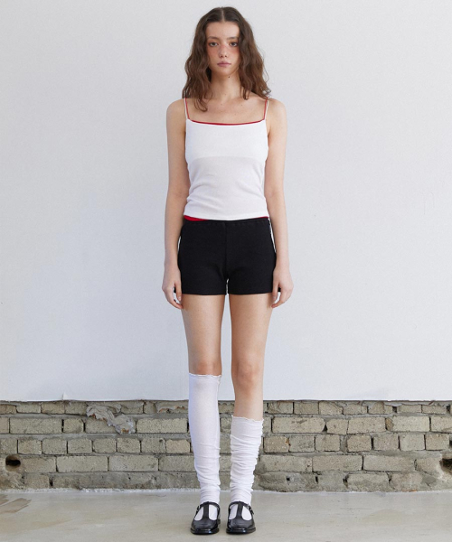 Micro Ribbed Banding Short Pants Black