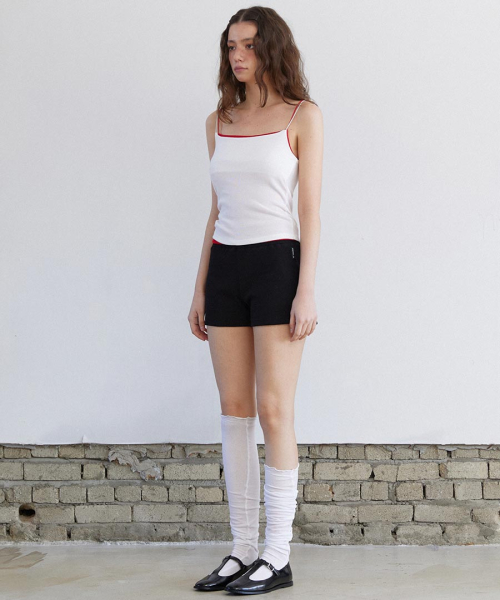 Micro Ribbed Banding Short Pants Black
