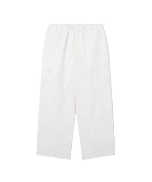 Seersucker Banding Stripe Wide Pants White