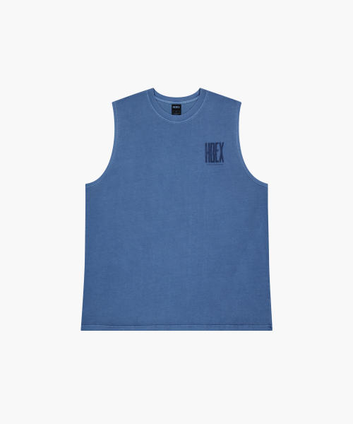 Crack Printed Pigment Sleeveless Pigment Ash Blue