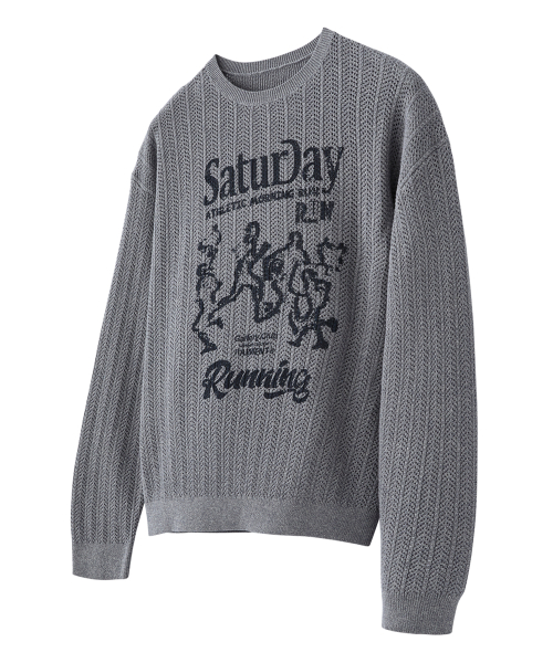 Сетчатый джемпер Saturday с круглым вырезом Ash Blue
