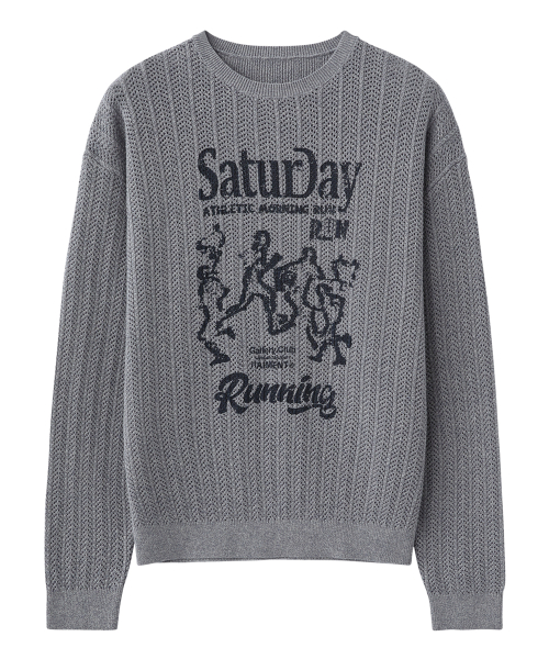 Сетчатый джемпер Saturday с круглым вырезом Ash Blue