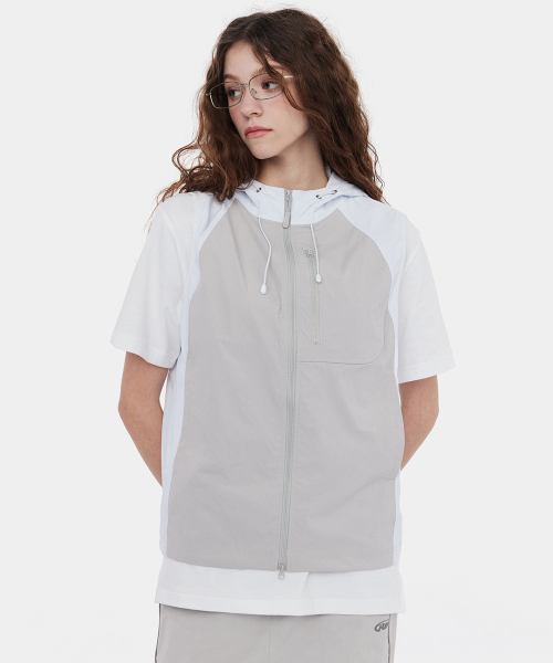 Curved Raglan худи-жилет на молнии Light Grey