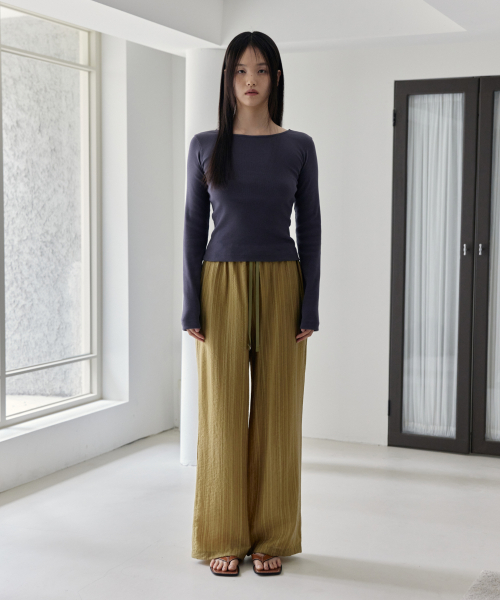Cozy Stripe Banding Pants (Olive)