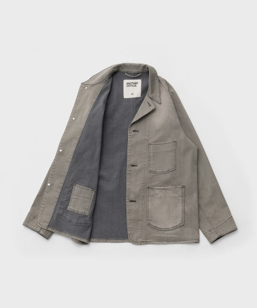 Italian Denim Coverall Jacket (Faded Gray)