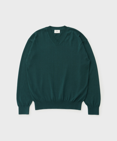 Current Silk V-neck Knit (Forest)