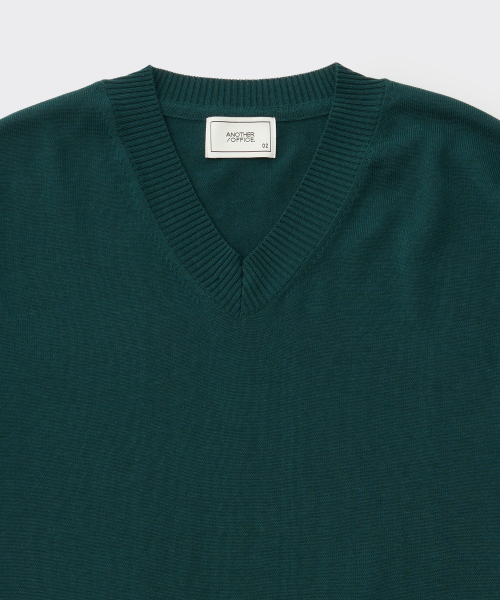 Current Silk V-neck Knit (Forest)