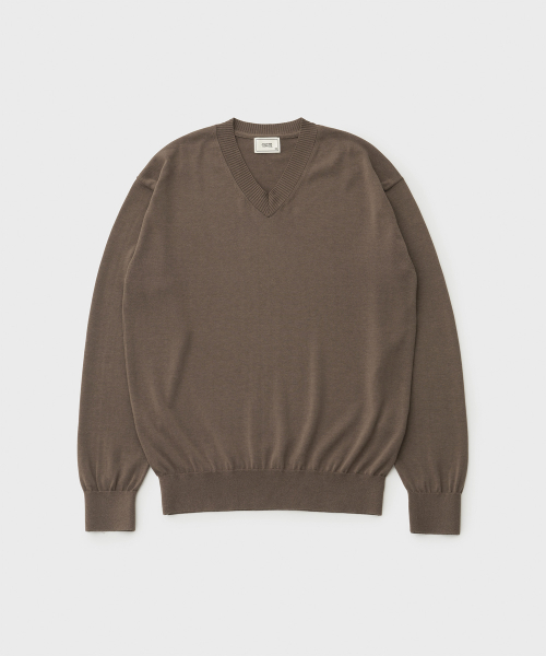 Current Silk V-neck Knit (Mild Brown)