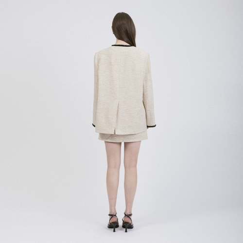WD_Black lace jacket and skirt set_LIGHT BEIGE