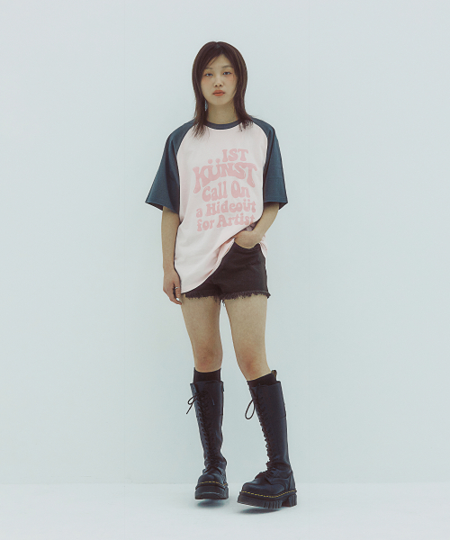 HIDEOUT RAGLAN TEE_PINK(IK2EMMT503A)