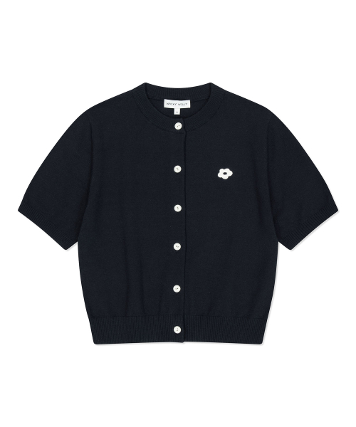 Женский кардиган с круглым вырезом и коротким рукавом Dark Navy