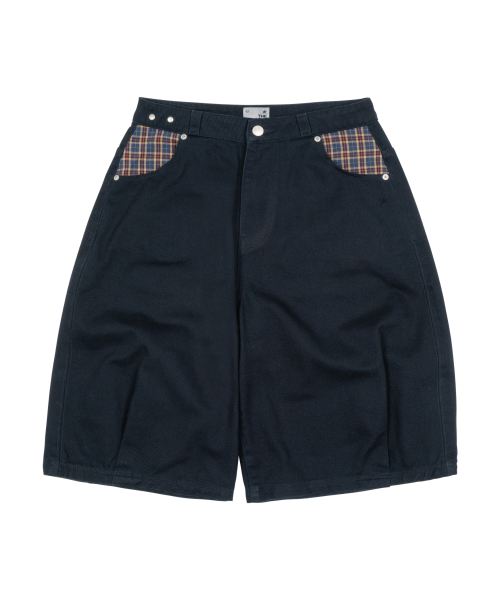 TCM check pocket half pants (navy)