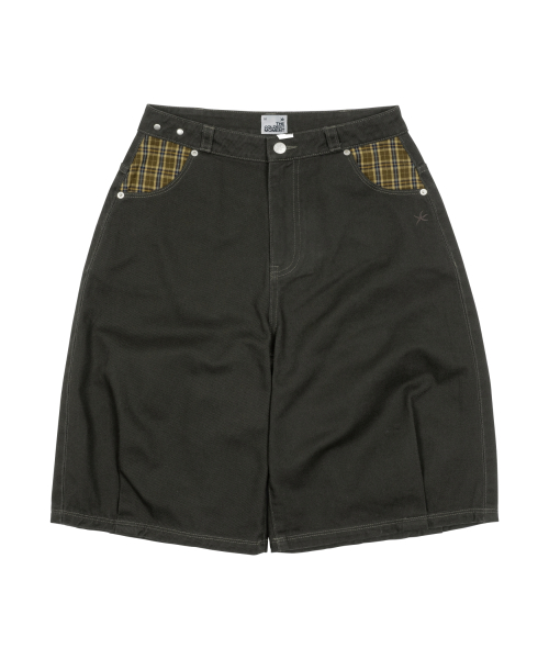 TCM check pocket half pants (charcoal)