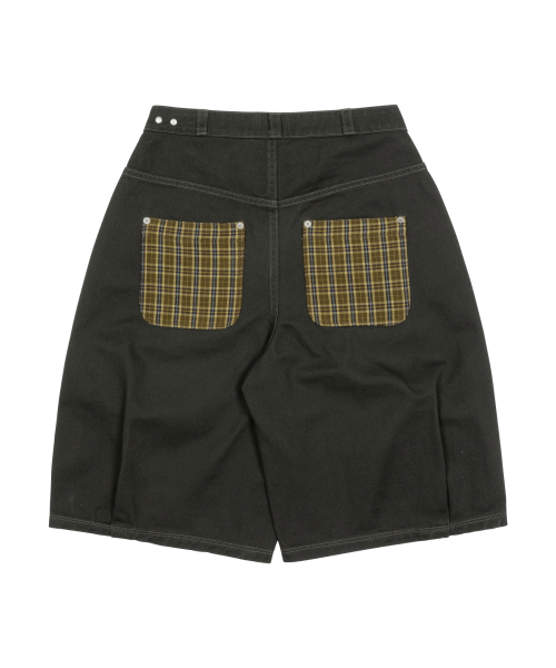 TCM check pocket half pants (charcoal)