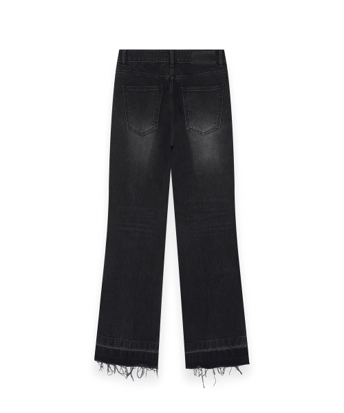 R-0028 / DISTRESSED BOOTCUT JEANS(BLACK)