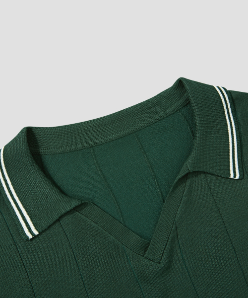 V-neck collar short-sleeve shirt knit [Kelly Green] thumbnail 7