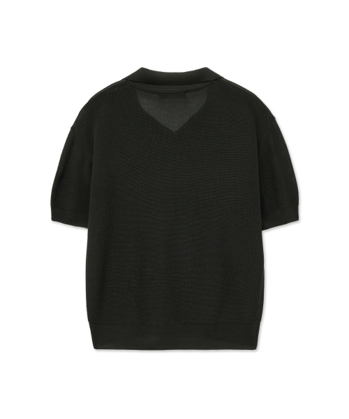 Crop Polo Knit_Charcoal