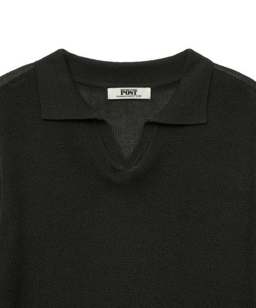Crop Polo Knit_Charcoal