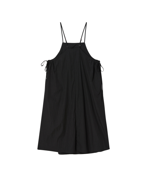 Shirred Layered Maxi Long Dress [Black] thumbnail 2