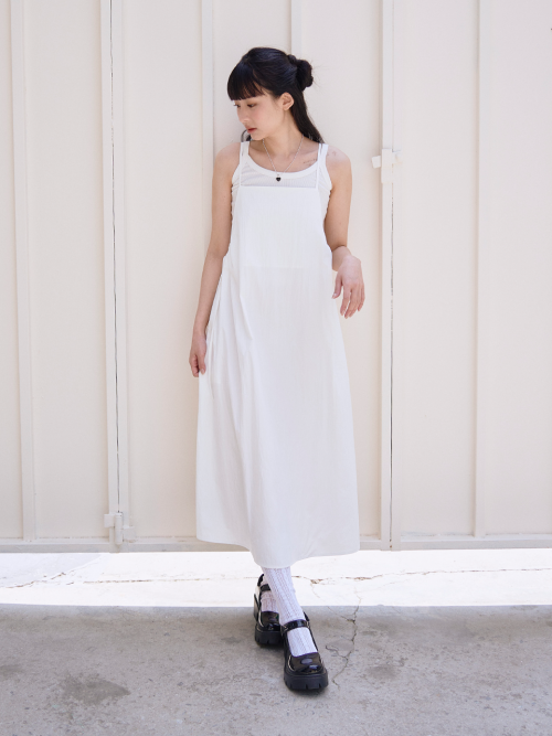 Shirred Layered Maxi Long Dress [Black] thumbnail 3