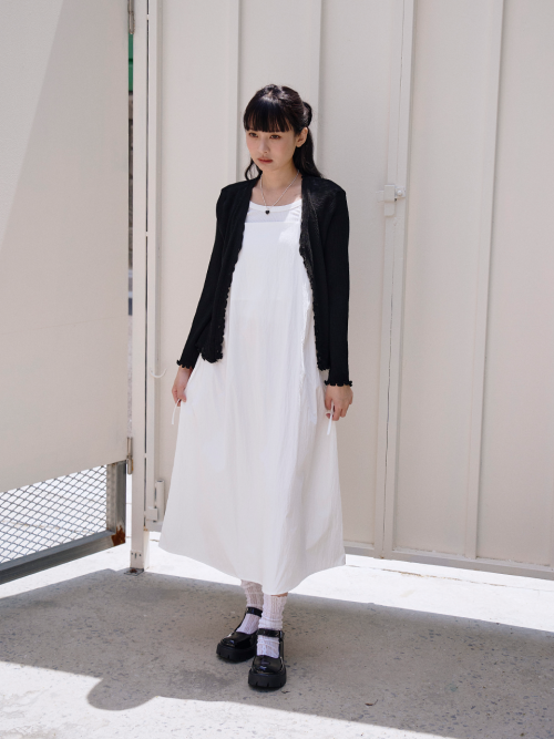 Shirred Layered Maxi Long Dress [Black] thumbnail 6