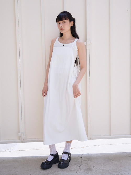 Shirred Layered Maxi Long Dress [Black] thumbnail 7