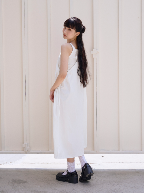 Shirred Layered Maxi Long Dress [Black] thumbnail 8