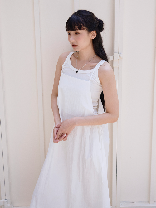 Shirred Layered Maxi Long Dress [Black] thumbnail 9
