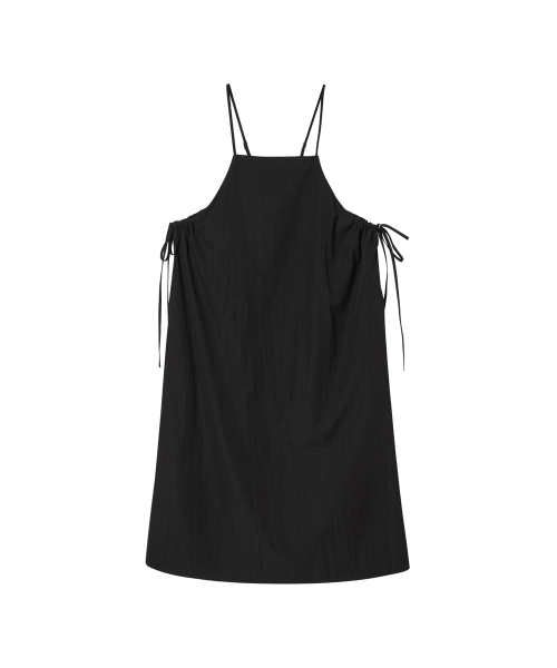 Shirred Layered Maxi Long Dress [Black] thumbnail 13