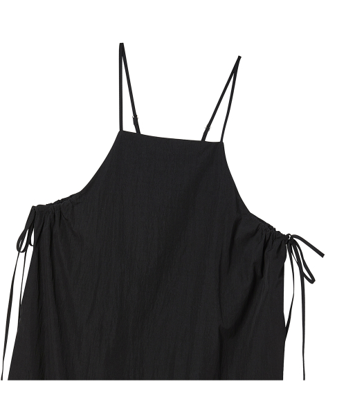 Shirred Layered Maxi Long Dress [Black] thumbnail 14
