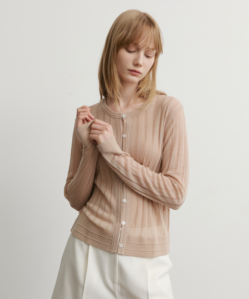 LINEN SEE THROUGH TEXTURED CARDIGAN