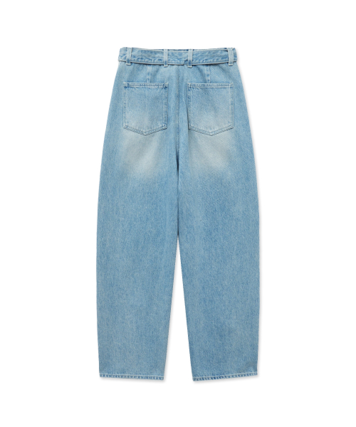 Twisted Belted Denim Trousers_Blue
