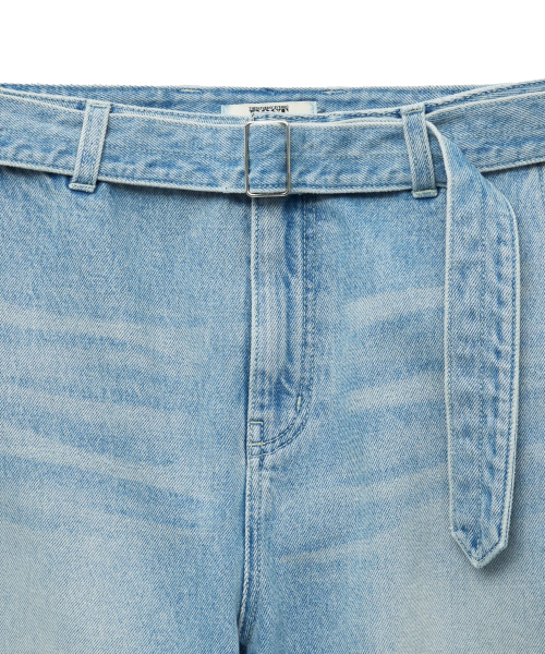 Twisted Belted Denim Trousers_Blue