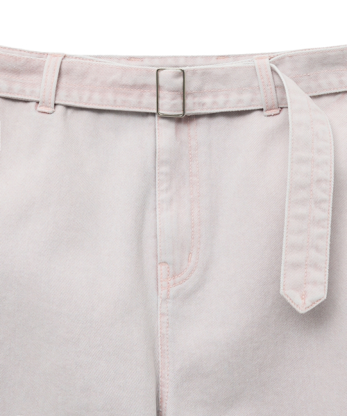 Twisted Belted Denim Trousers_Pink