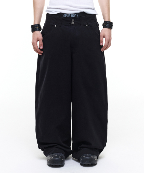 Op. 08 MELTED COTTON PANTS BLACK