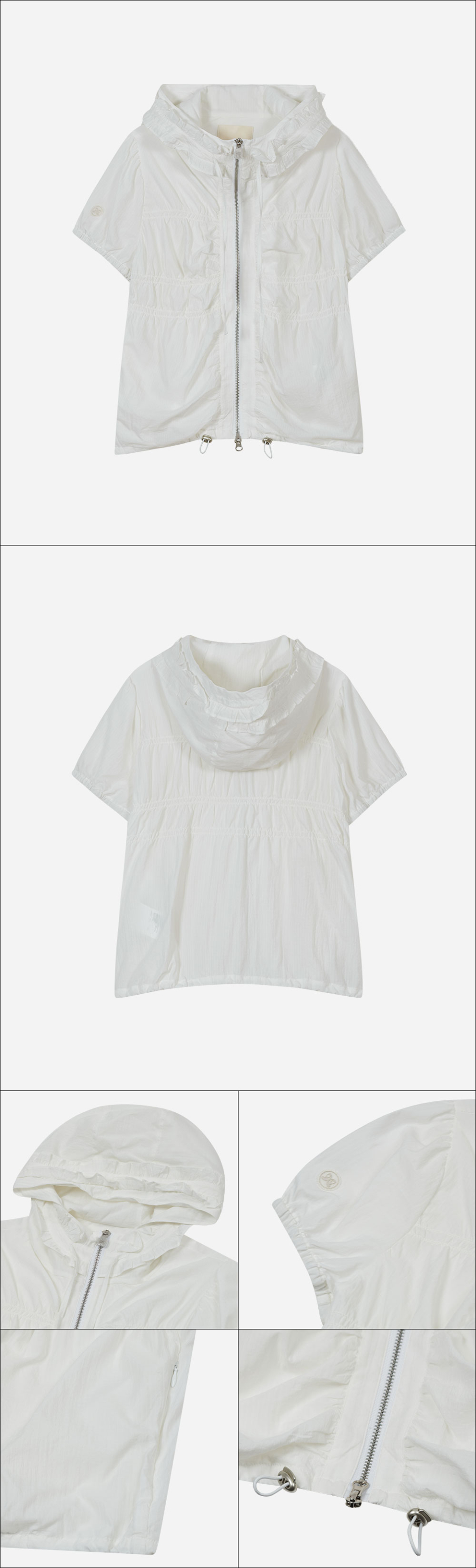 MUSINSA公式 | TYPESERVICE Ruffled Shirring Windbreaker [White]
